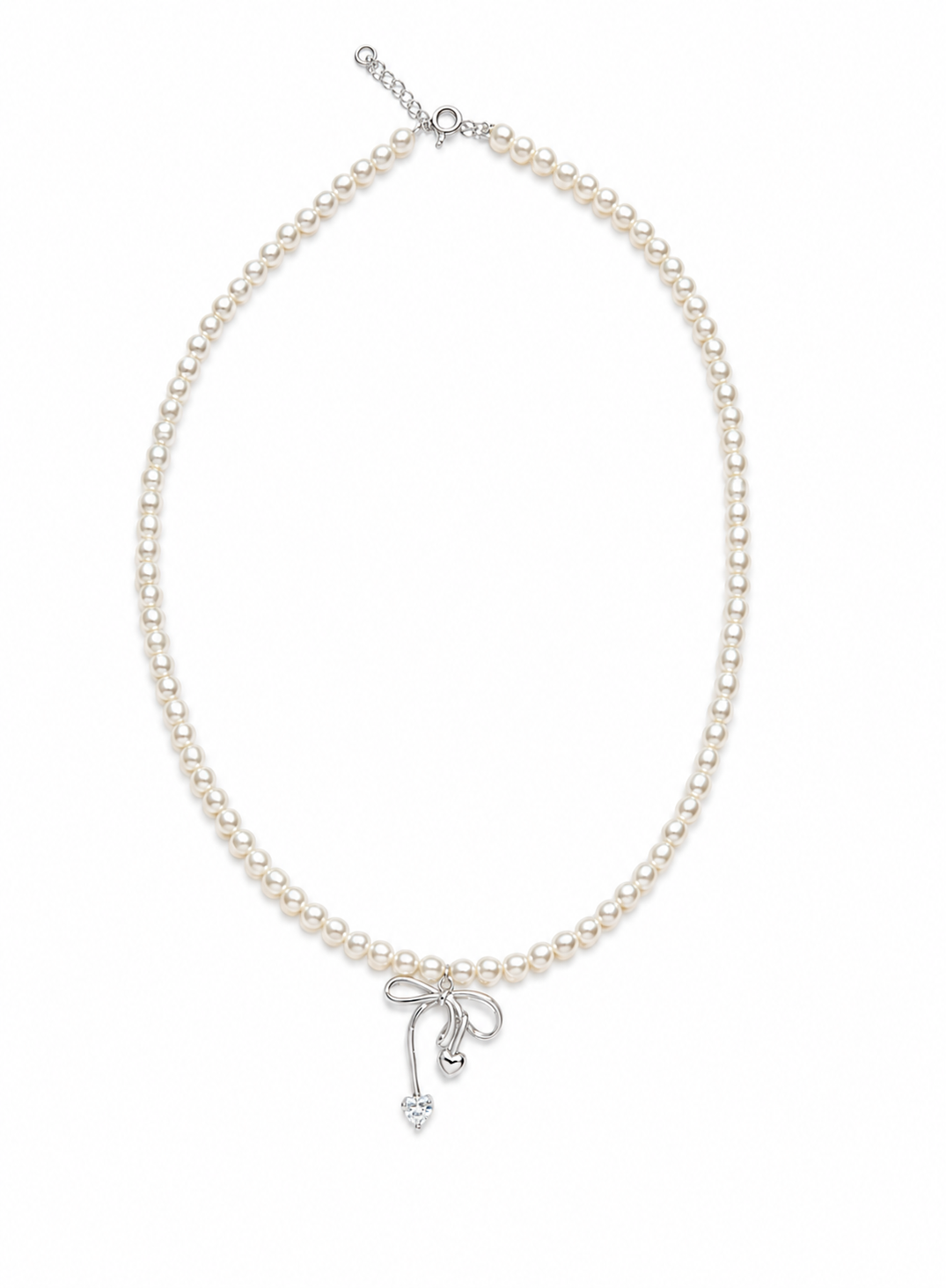 Colier cu perle și pandantiv fundiță  Ribbon Pearl