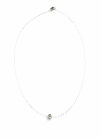 Lanț cu fir transparent și biluță albă cu zirconii Starlight
